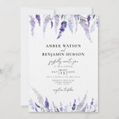 ラベンダー フローラル ダスティ パープル モーブ リラック マリッジ 招待状 (正面)