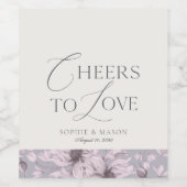 ラベンダー フローラル “Cheers to Love” ウェディング ワインラベル (シングルラベル)