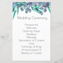 ラベンダー&ブライトグリーンボタニカル結婚式 プログラム