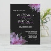 ラベンダー＆ブラックのフラワーの結婚式招待状 招待状 (スタンド正面)