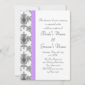 ラベンダー ブラック ホワイト ダマスク ウェディング レセプション 招待状 (正面)