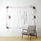 ラベンダー ブラッシュ フラワーズ ウェディング ゴールド フォトブース タペストリー (インサイチュ(横))