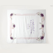 ラベンダー ブラッシュ フラワーズ ウェディング ゴールド フォトブース タペストリー (正面(横))