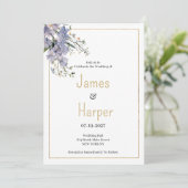 ラベンダー ブルーの夏の野の花 ウェディング 招待状 (スタンド正面)