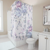 ラベンダー，ブルー，バラ，カントリー，みすぼらしい，シック，ビクトリアンシック， シャワーカーテン (インサイチュ)