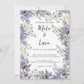 ラベンダー ブルー ミント サマー フラワー ウェディング 招待状 (正面)