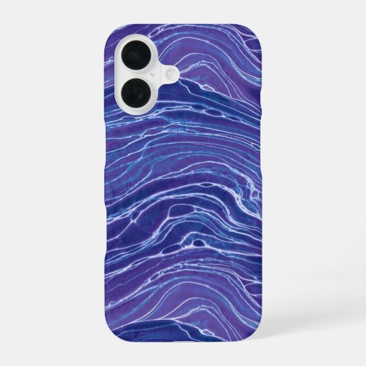 ラベンダー ブルー 抽象的な波のパターン  iPhone 16ケース (裏面)