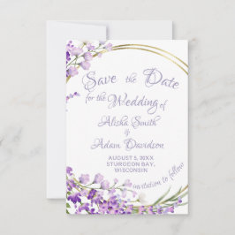 ラベンダー ブーケ リース 結婚式 Save The Date カード