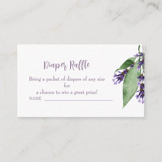 ラベンダー ベビーシャワー おむつラッフル 封筒 エンクロージャーカード (正面)