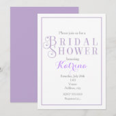 ラベンダー＆ホワイトのウェディングシャワークラシック招待状 招待状 (正面/裏面)
