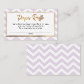 ラベンダー＆ホワイトのシェブロン おむつラッフルカード エンクロージャーカード (正面/裏面)
