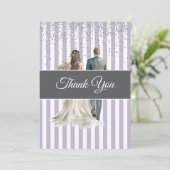 ラベンダー＆ホワイトストライプのブライズシャワー サンキューカード (スタンド正面)