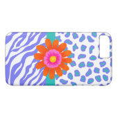 ラベンダー&ホワイトゼブラヒョウ皮オレンジフラワー Case-Mate iPhoneケース (裏面(横))