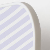 ラベンダー ホワイト シンプル 水平 ストライプ ピックルボールラケット (左詳細)