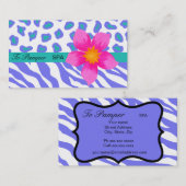 ラベンダー、ホワイト、ティール(緑がかった色)フローラゼブラ&チータスキン 名刺 (正面/裏面)