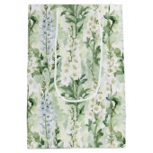 ラベンダー ホワイト デルフィニウム 花 ブライダル シャワー ミディアムペーパーバッグ (裏面)