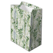 ラベンダー ホワイト デルフィニウム 花 ブライダル シャワー ミディアムペーパーバッグ (裏面アングル)