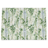 ラベンダー ホワイト デルフィニウム 花 ブライダル シャワー ラージペーパーバッグ (正面)