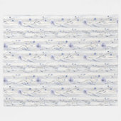 ラベンダー ホワイト フラワーストライブ柄の美しい ブライダルシャワー フリースブランケット (正面(横))