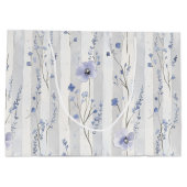 ラベンダー ホワイト フラワーストライブ柄の美しい ブライダルシャワー ラージペーパーバッグ (裏面)