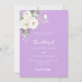 ラベンダー ホワイト フラワーズ ウェディング 招待状 (正面)