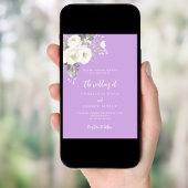 ラベンダー ホワイト フラワーズ ウェディング 招待状