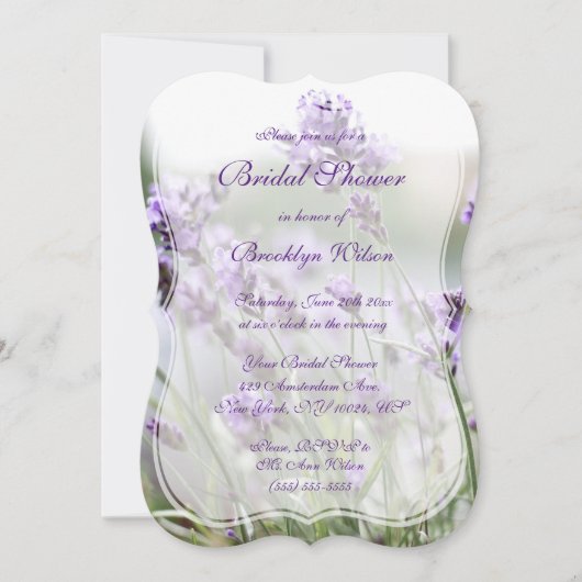 ラベンダー ボヘミアンスタイルのウェディングシャワー招待状 ブラケット 招待状 (正面)