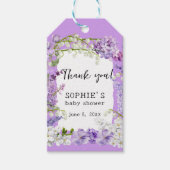 ラベンダー ボヘミアンスタイル 水彩 フラワーベビーシャワー ギフトタグ (正面)