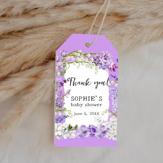 ラベンダー ボヘミアンスタイル 水彩 フラワーベビーシャワー ギフトタグ