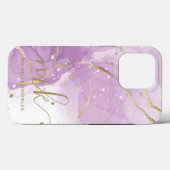 ラベンダー・マーブル+モノグラム+名前 Case-Mate iPhoneケース (裏面 (横))