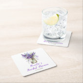ラベンダー メイソンジャー ブライダルシャワー スクエアペーパーコースター (インサイチュ)