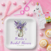 ラベンダー メイソンジャー ブライダルシャワー ペーパープレート (パーティー)
