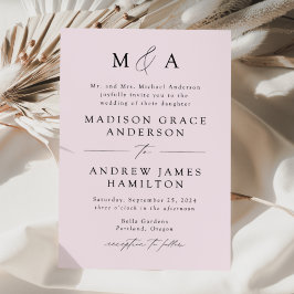 ラベンダー モダン エレガンス モノグラム ウェディング 招待状