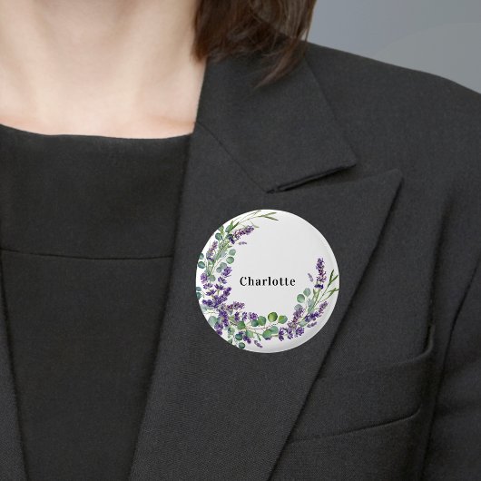 ラベンダー・ユーカリのグリーン名札 缶バッジ