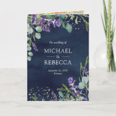 ラベンダー ユーカリ ネイビーブルー QRコード ウェディング 招待状 (正面)