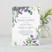 ラベンダー ユーカリ フォト QR コード ブライダル シャワー 招待状 (スタンド正面)