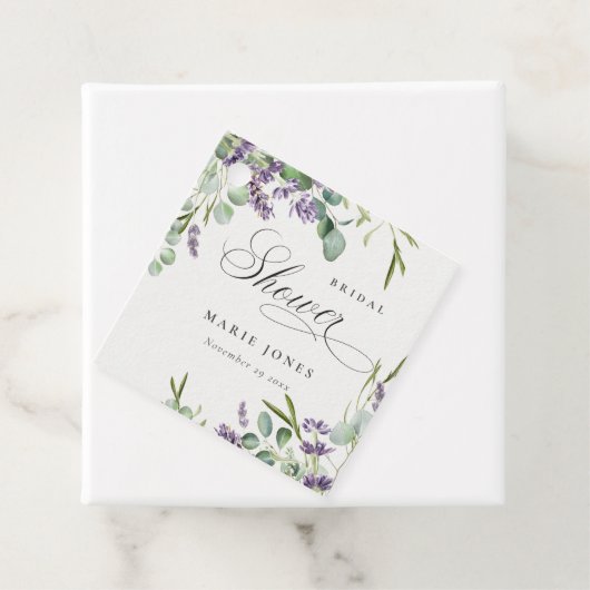 ラベンダー ユーカリ 葉緑のブライダルシャワー フェイバータグ (インサイチュ)