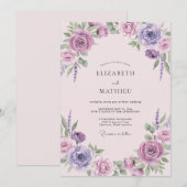 ラベンダー・ライラックリースの結婚式 招待状 (正面/裏面)