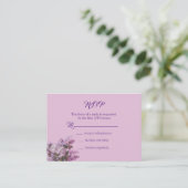 ラベンダー、ライラック、バラ、ウェディングRSVPカード エンクロージャーカード (スタンド正面)