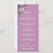 ラベンダー、ライラック、バラ、結婚のメニュー (正面)