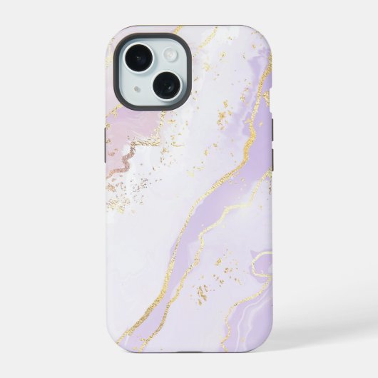 ラベンダー リキッド マーブル iPhone 15ケース (裏面)