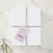 ラベンダー リボン アイボリー 手書きDIY 誕生日 ギフトタグ (より糸付き)