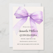 ラベンダー リボン クリーム エレガントな キンセアニエラ 招待状 (正面)