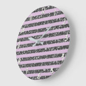 ラベンダー リラックマ パープル シルバー グリッター ストライプ ラージ壁時計 (傾斜)