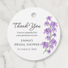 ラベンダー リリー ブライダル シャワー フェイバー ギフト タグ
