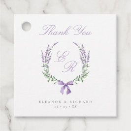 ラベンダー リース＆リボン モノグラム 結婚式 お礼 フェイバータグ