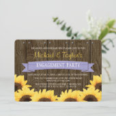 ラベンダー・ルスティック・ひまわり・エンゲージメント・パーティー 招待状 (スタンド正面)