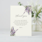 ラベンダー レガル フローラル ブライダル シャワー 感謝カード (スタンド正面)