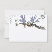 ラベンダー&レモンイエローヴィンテージバードズ結婚ズ 出欠カード (裏面)