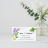 ラベンダー、レモン、ペパーミントエッセンシャル油 名刺 (スタンド正面)